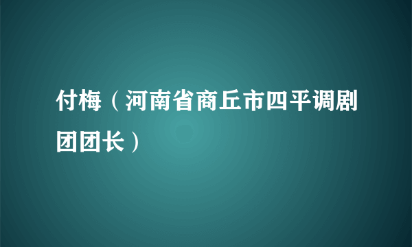 什么是付梅（河南省商丘市四平调剧团团长）