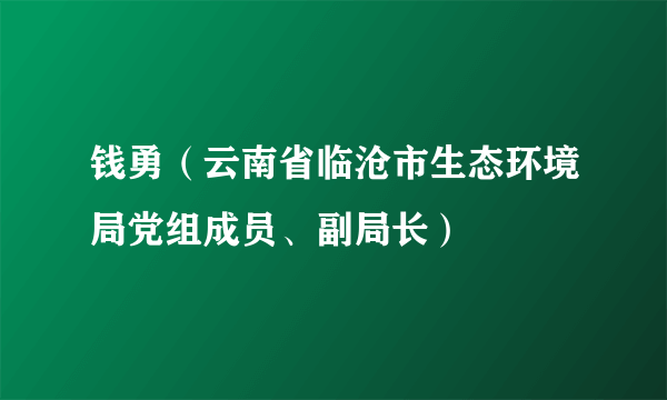 什么是钱勇（云南省临沧市生态环境局党组成员、副局长）