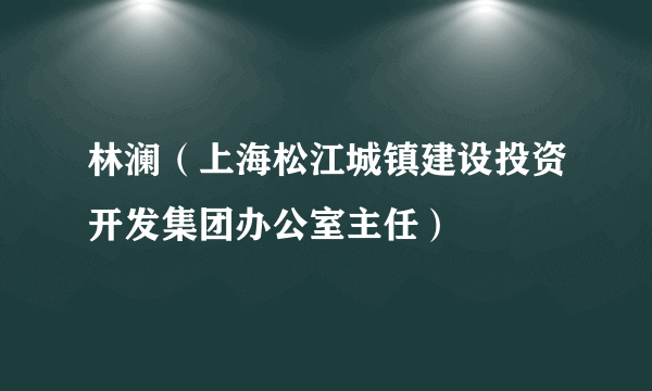 林澜（上海松江城镇建设投资开发集团办公室主任）