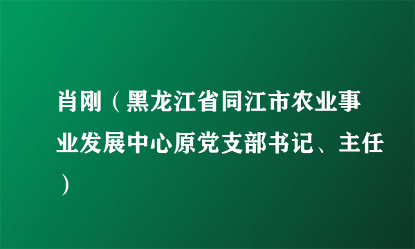 什么是肖刚（黑龙江省同江市农业事业发展中心原党支部书记、主任）