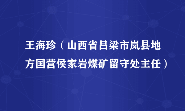 王海珍（山西省吕梁市岚县地方国营侯家岩煤矿留守处主任）