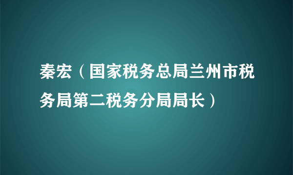 秦宏（国家税务总局兰州市税务局第二税务分局局长）