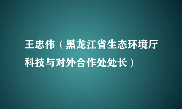 王忠伟（黑龙江省生态环境厅科技与对外合作处处长）