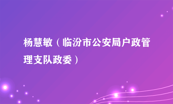 杨慧敏（临汾市公安局户政管理支队政委）