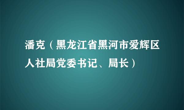 什么是潘克（黑龙江省黑河市爱辉区人社局党委书记、局长）