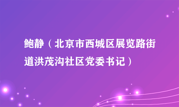 什么是鲍静（北京市西城区展览路街道洪茂沟社区党委书记）