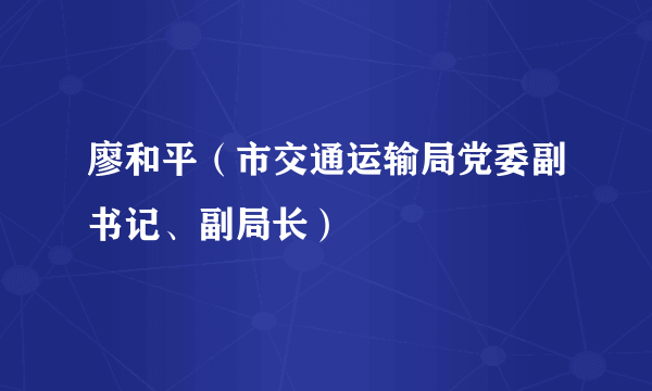 廖和平（市交通运输局党委副书记、副局长）