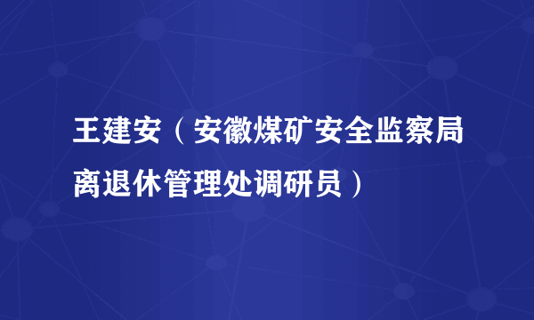 王建安（安徽煤矿安全监察局离退休管理处调研员）