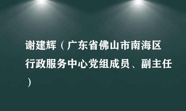 谢建辉（广东省佛山市南海区行政服务中心党组成员、副主任）