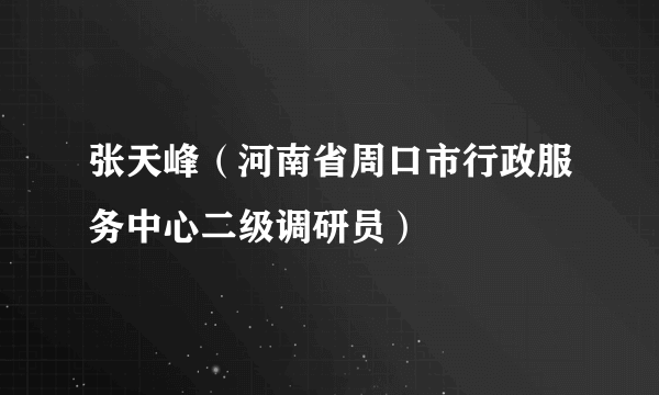 什么是张天峰（河南省周口市行政服务中心二级调研员）