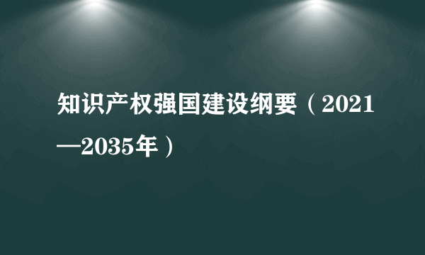 知识产权强国建设纲要（2021—2035年）