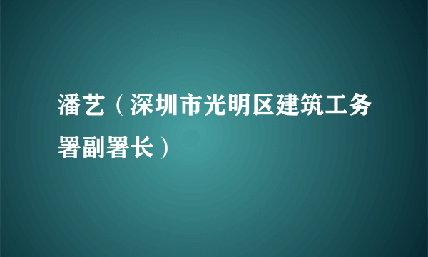 什么是潘艺（深圳市光明区建筑工务署副署长）