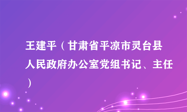 王建平（甘肃省平凉市灵台县人民政府办公室党组书记、主任）