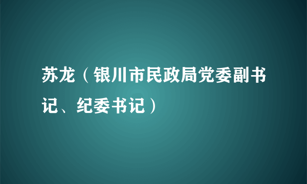 苏龙（银川市民政局党委副书记、纪委书记）