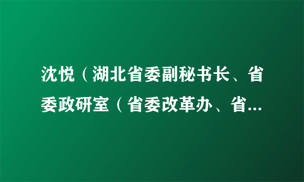 沈悦（湖北省委副秘书长、省委政研室（省委改革办、省委财经办）主任）