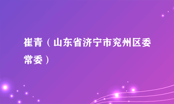 崔青（山东省济宁市兖州区委常委）