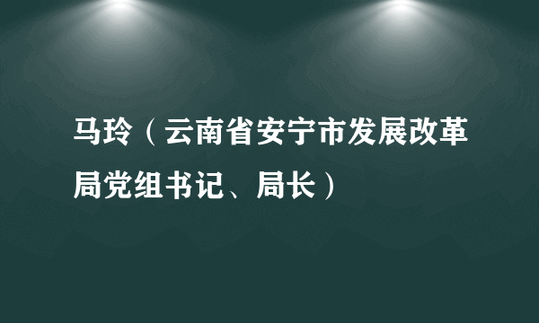 马玲（云南省安宁市发展改革局党组书记、局长）