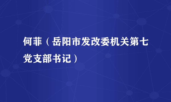 何菲（岳阳市发改委机关第七党支部书记）