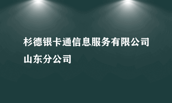 杉德银卡通信息服务有限公司山东分公司