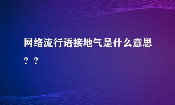 网络流行语接地气是什么意思？？