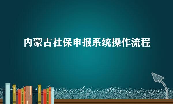 内蒙古社保申报系统操作流程