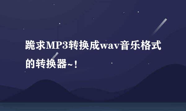 跪求MP3转换成wav音乐格式的转换器~！