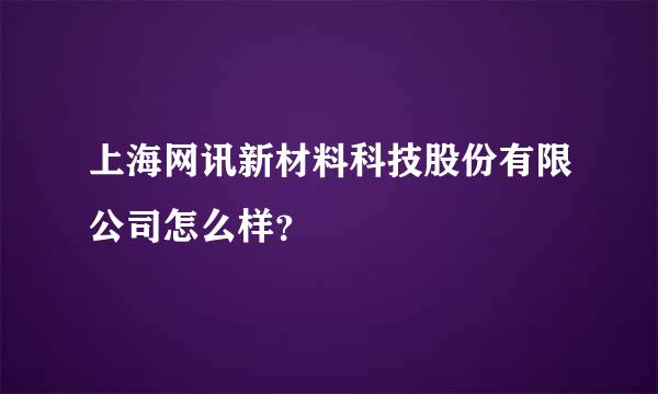 上海网讯新材料科技股份有限公司怎么样？