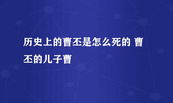 历史上的曹丕是怎么死的 曹丕的儿子曹叡