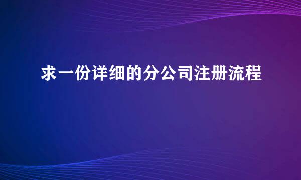 求一份详细的分公司注册流程