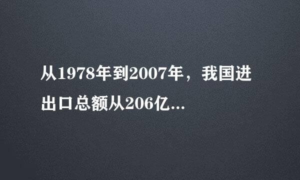 从1978年到2007年，我国进出口总额从206亿美元提高到21737亿美元，外汇储备跃居世界第一，对外投资大幅增