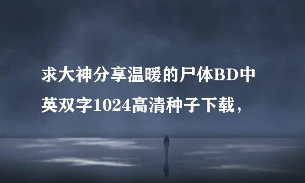 求大神分享温暖的尸体BD中英双字1024高清种子下载，