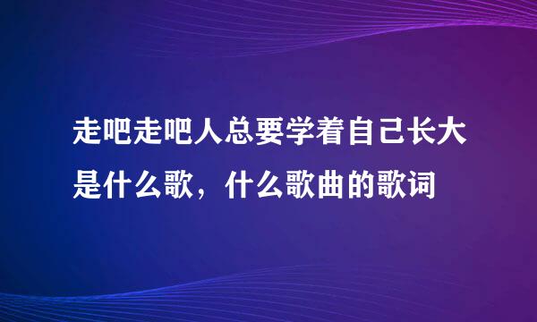 走吧走吧人总要学着自己长大是什么歌，什么歌曲的歌词