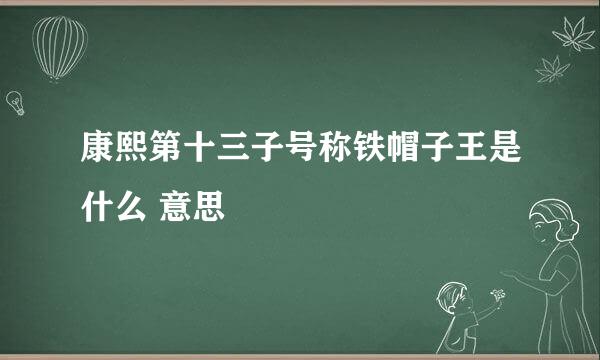 康熙第十三子号称铁帽子王是什么 意思