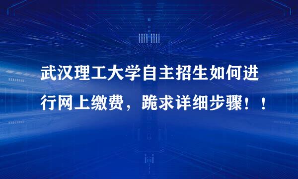 武汉理工大学自主招生如何进行网上缴费，跪求详细步骤！！