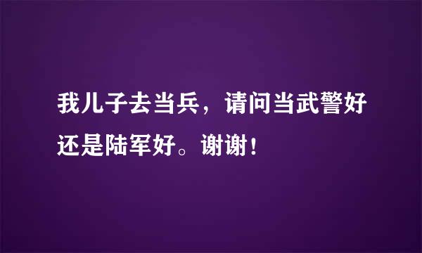 我儿子去当兵，请问当武警好还是陆军好。谢谢！