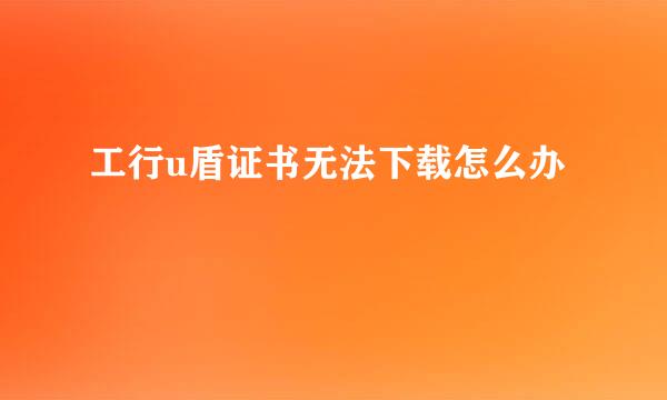 工行u盾证书无法下载怎么办