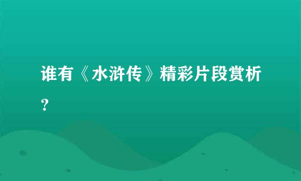 谁有《水浒传》精彩片段赏析？