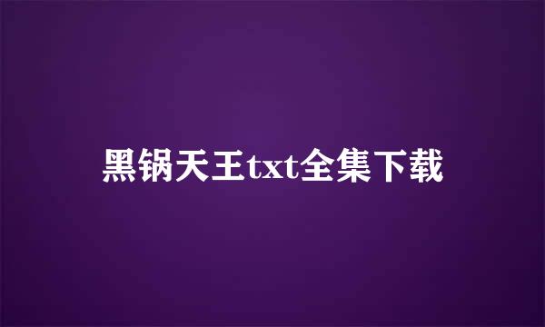 黑锅天王txt全集下载