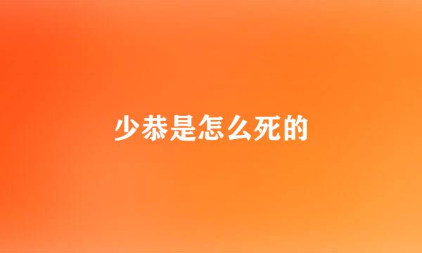 少恭是怎么死的