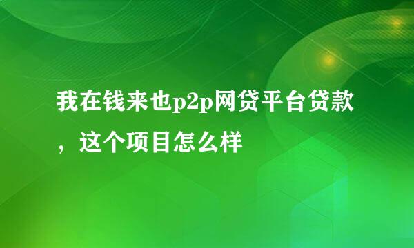 我在钱来也p2p网贷平台贷款，这个项目怎么样