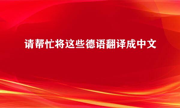 请帮忙将这些德语翻译成中文