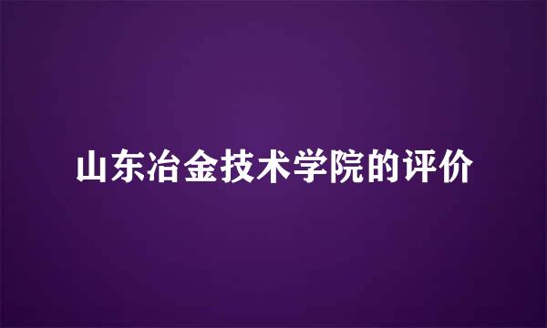 山东冶金技术学院的评价