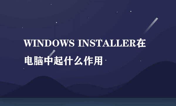 WINDOWS INSTALLER在电脑中起什么作用