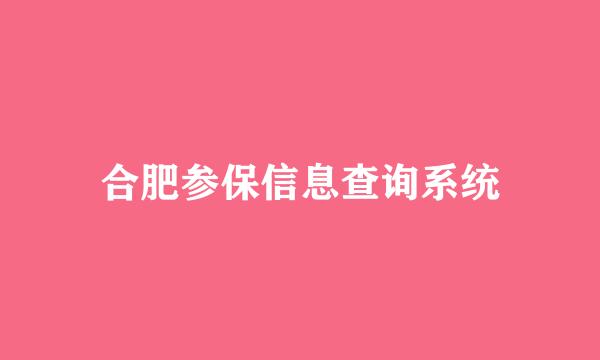 合肥参保信息查询系统