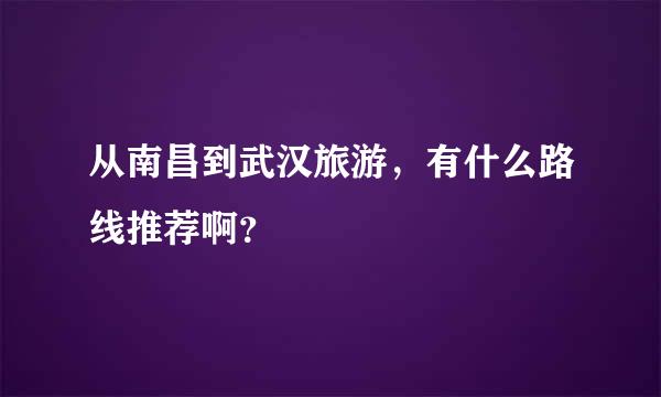 从南昌到武汉旅游，有什么路线推荐啊？