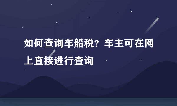 如何查询车船税？车主可在网上直接进行查询