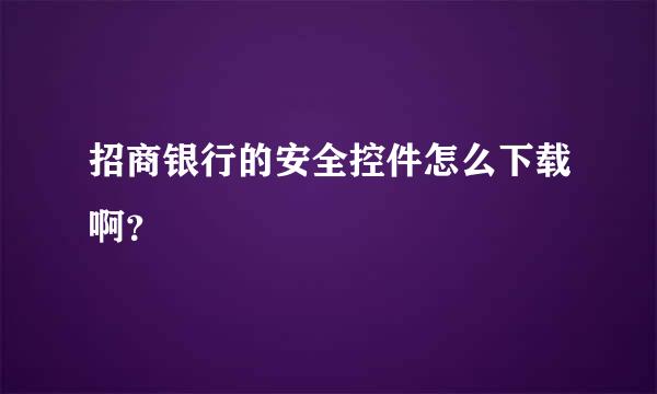 招商银行的安全控件怎么下载啊？