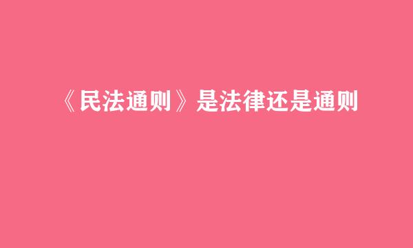 《民法通则》是法律还是通则