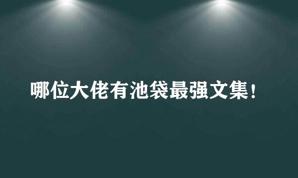 哪位大佬有池袋最强文集！