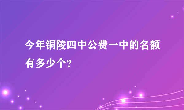 今年铜陵四中公费一中的名额有多少个？